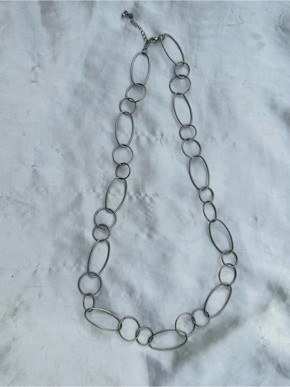 Women's Silver-Link Open Oval Necklace - Timeless Chain Statement